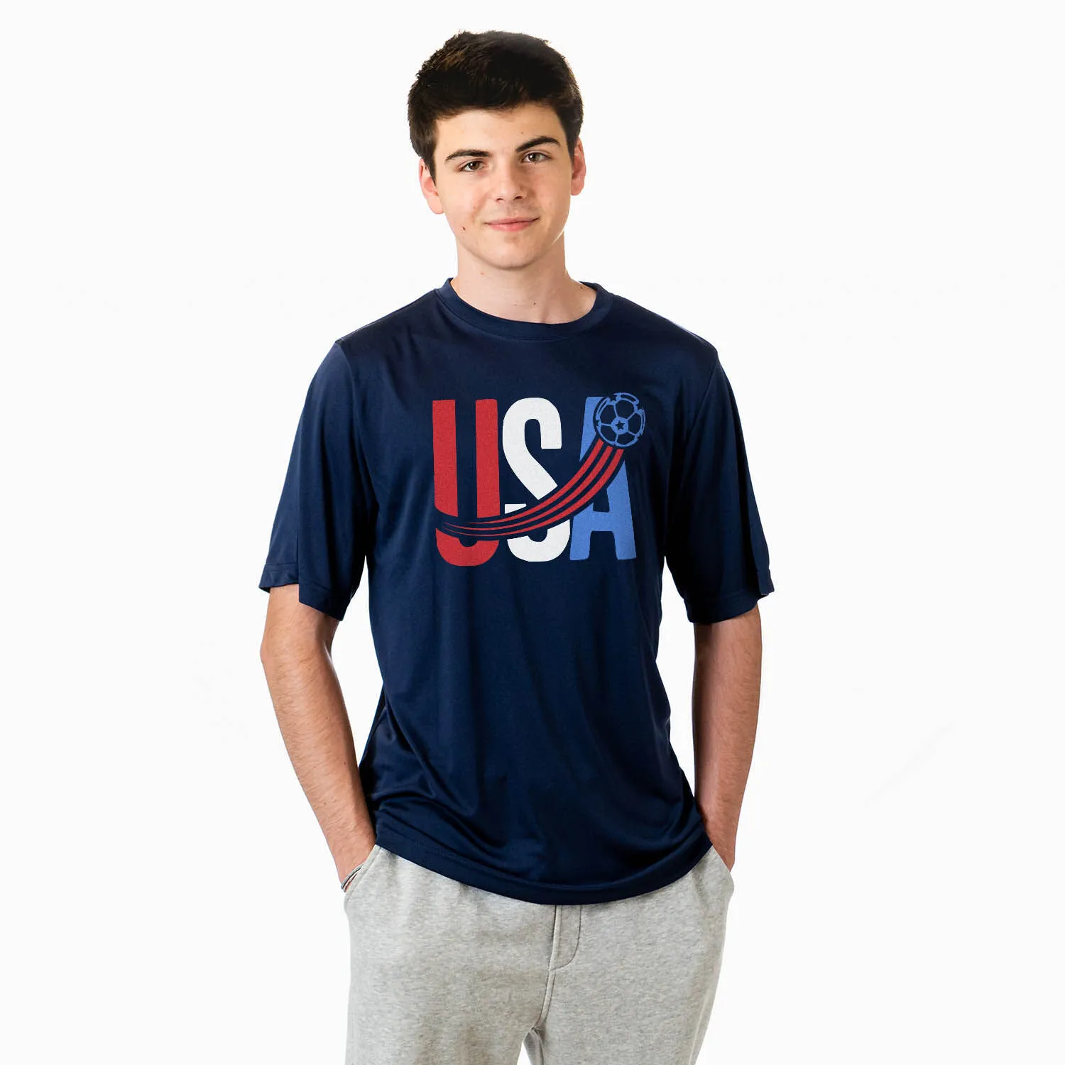 Soccer Short Sleeve Performance Tee - USA Patriotic 