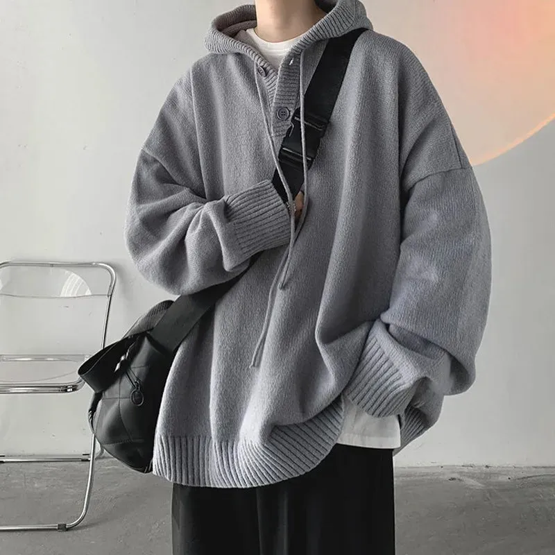 Solid Color Knitwear Pullover Hoodie