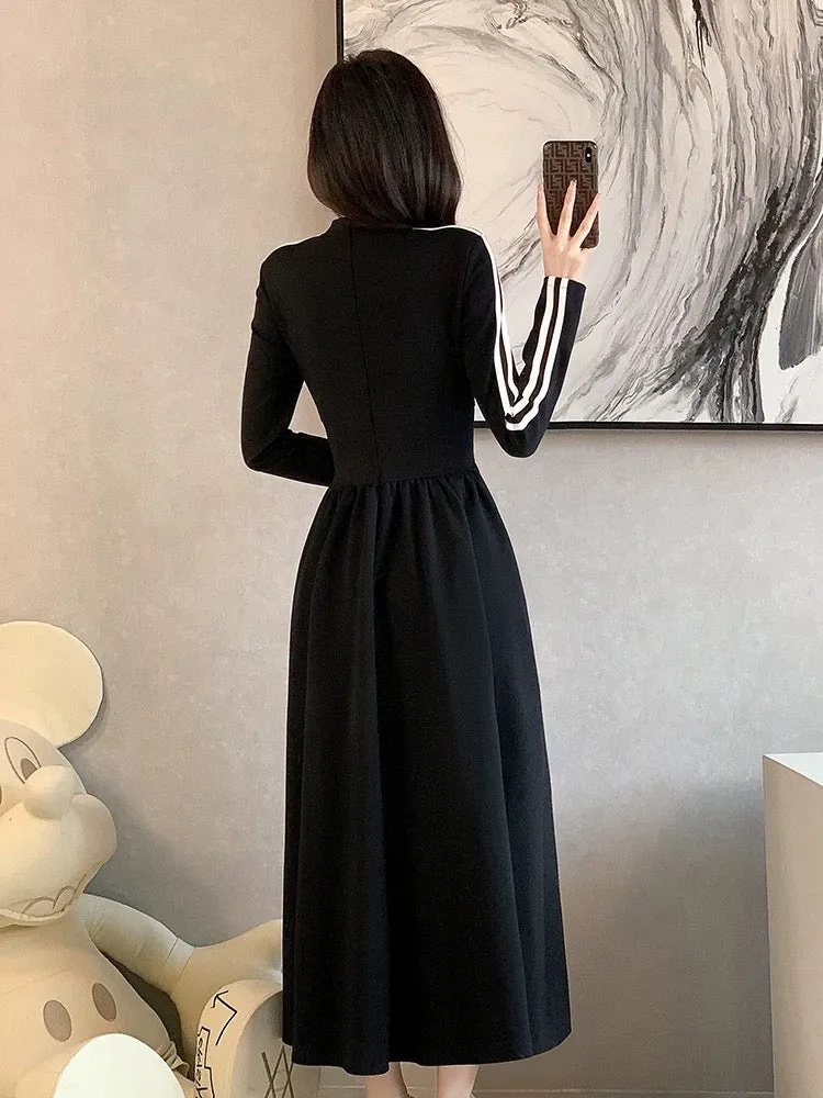 Spring 2024 New Casual Sweater Dress Women's Waist Temperament Long French Chic Unique Skirt