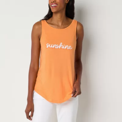 St. John's Bay Womens Crew Neck Sleeveless Tank Top