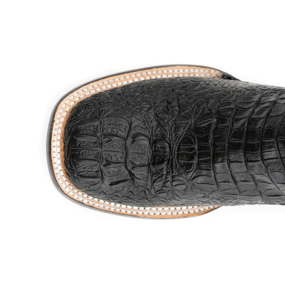 Stampede Crocodile Embroidered Square Toe Cowboy Boots