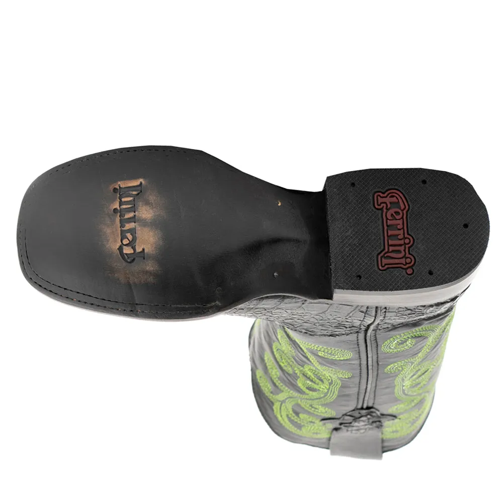 Stampede Crocodile Embroidered Square Toe Cowboy Boots