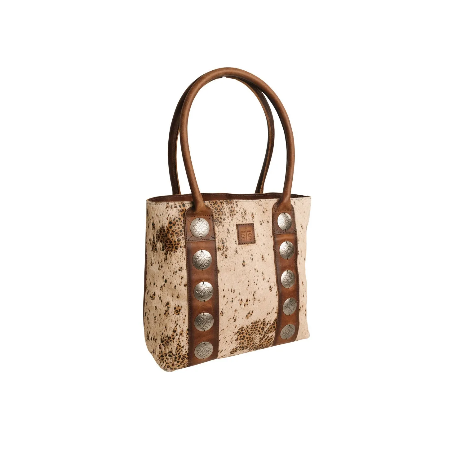 STS Ranchwear Womens Serengeti Cream/Leopard Cowhide Shoulder Tote Bag