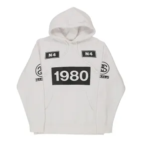 Stussy Spellout Hoodie - Small White Cotton Blend
