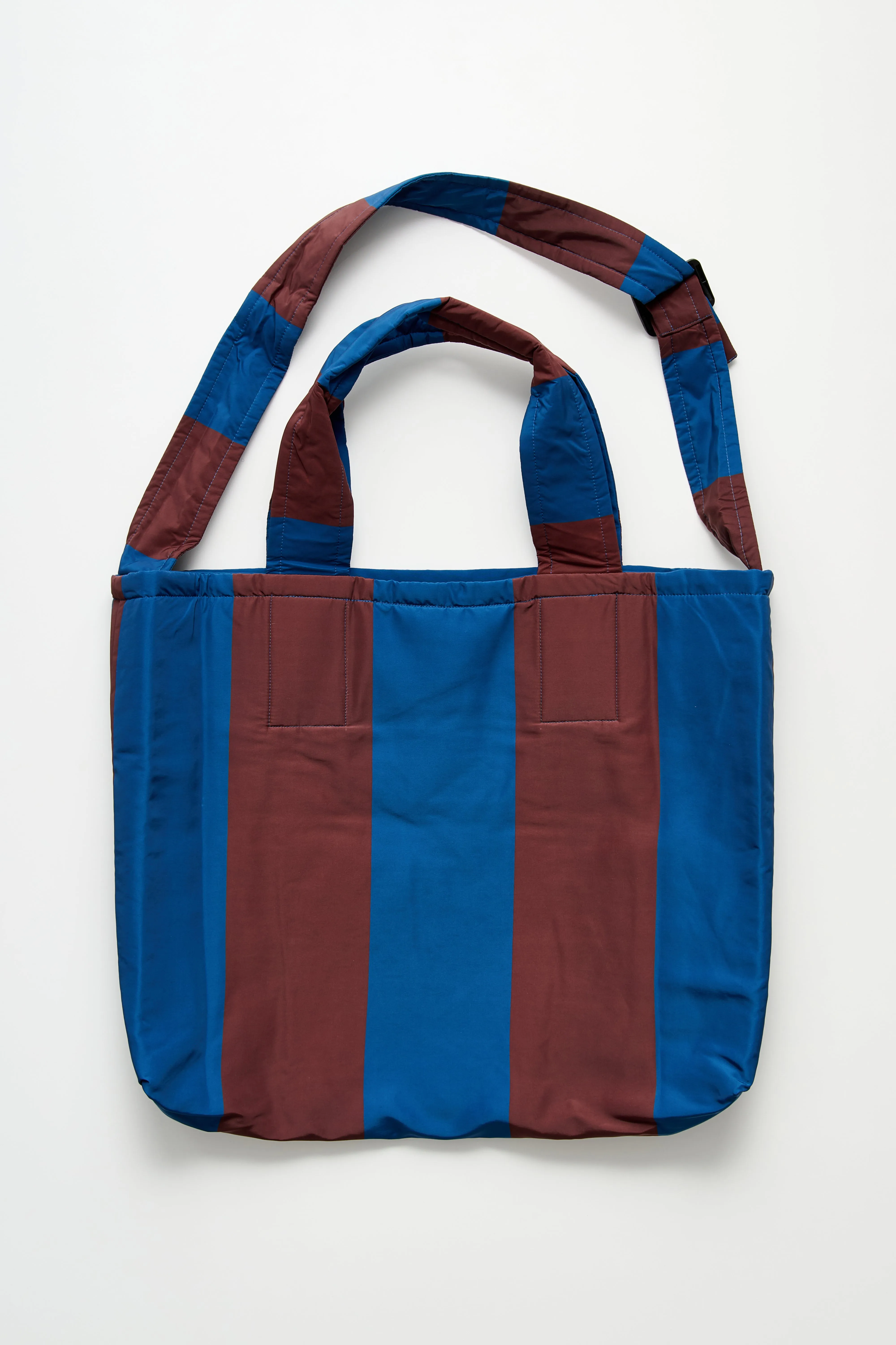 SUNNEI Everyday Reversible Shopping Bag Blue / Brown Mega Stripe