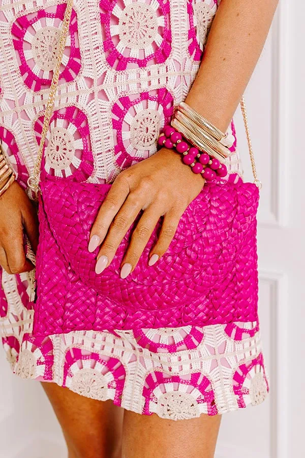 Sunny Refresh Woven Clutch in Hot Pink