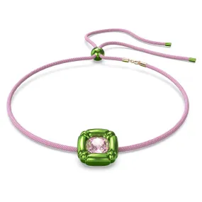 Swarovski Dulcis Necklace, Cushion Cut Crystals, Green, Pink-5601585