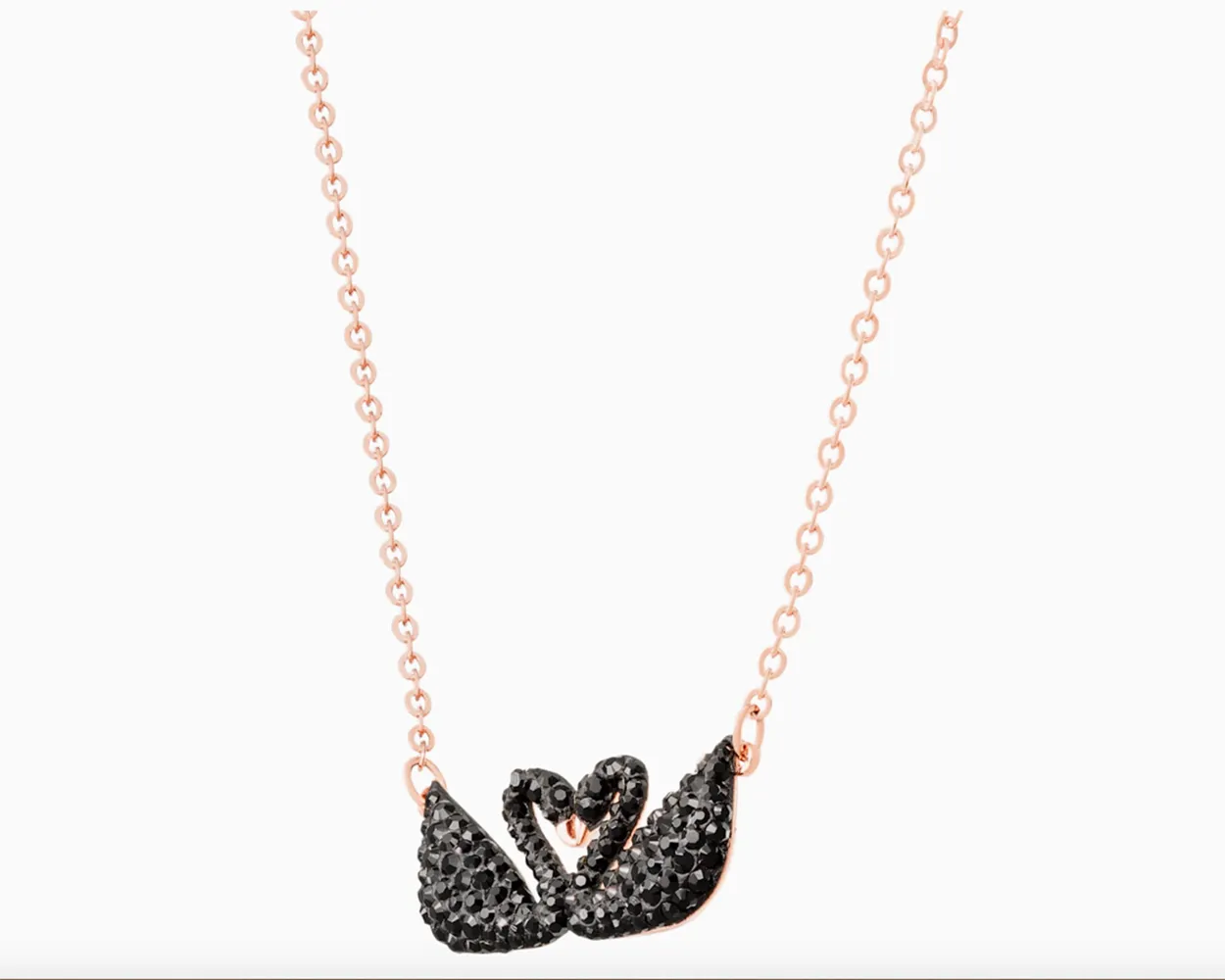 Swarovski ICONIC SWAN NECKLACE Double Swan, Black, Rose Gold -5296468