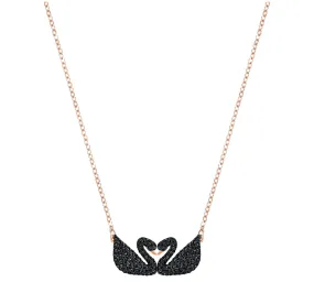 Swarovski ICONIC SWAN NECKLACE Double Swan, Black, Rose Gold -5296468