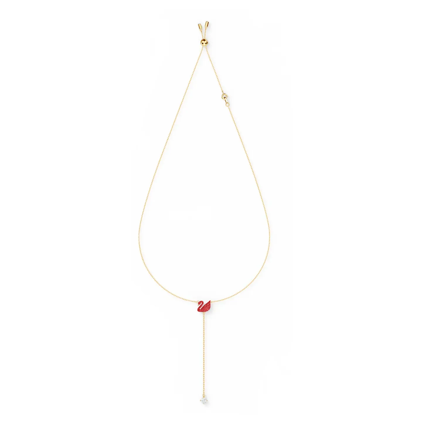 Swarovski Iconic Swan Y necklace Swan, Red, Gold-tone plated -5527408