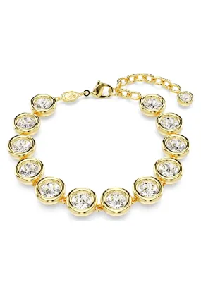 Swarovski Imber Round Cut Bezel Set Tennis Bracelet Gold Plated