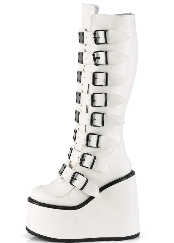Swing 815 White Buckle Platform Boot