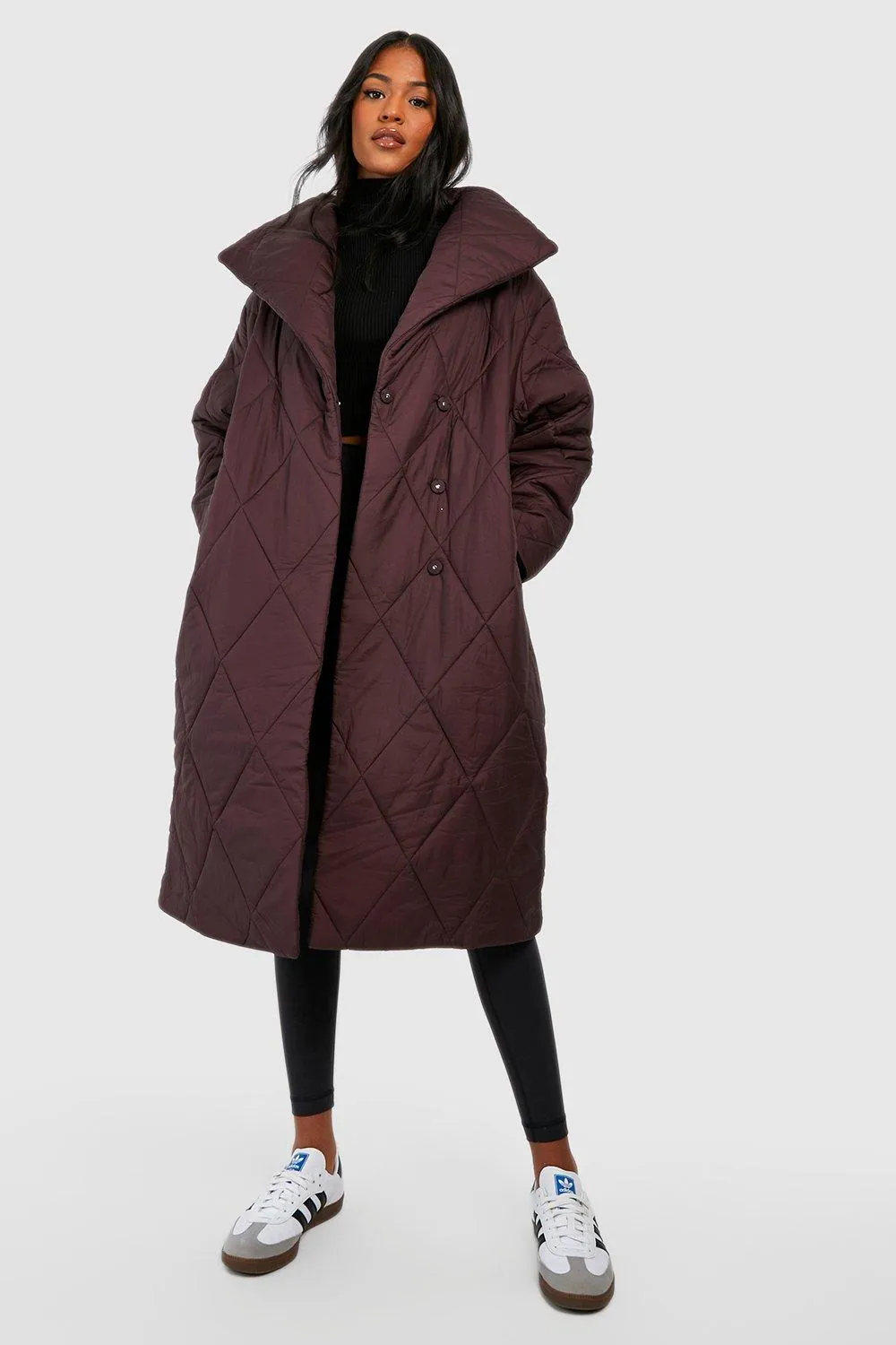 Tall Oversized Collar Diamond Quilt Puffer