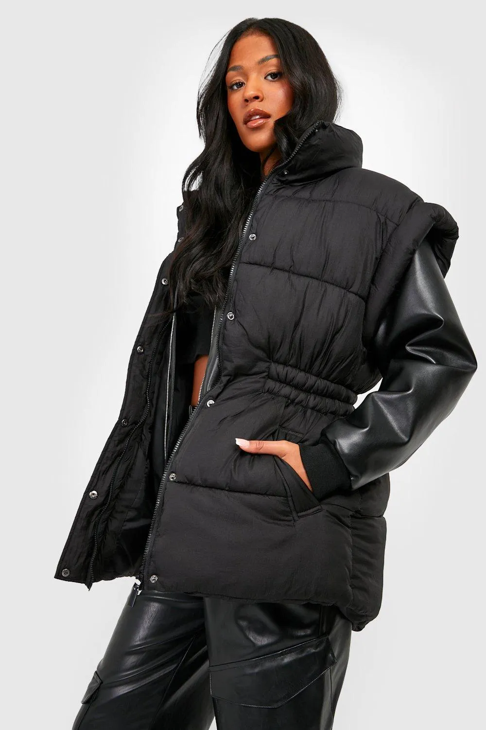 Tall Oversized Synch Waist Puffer Vest