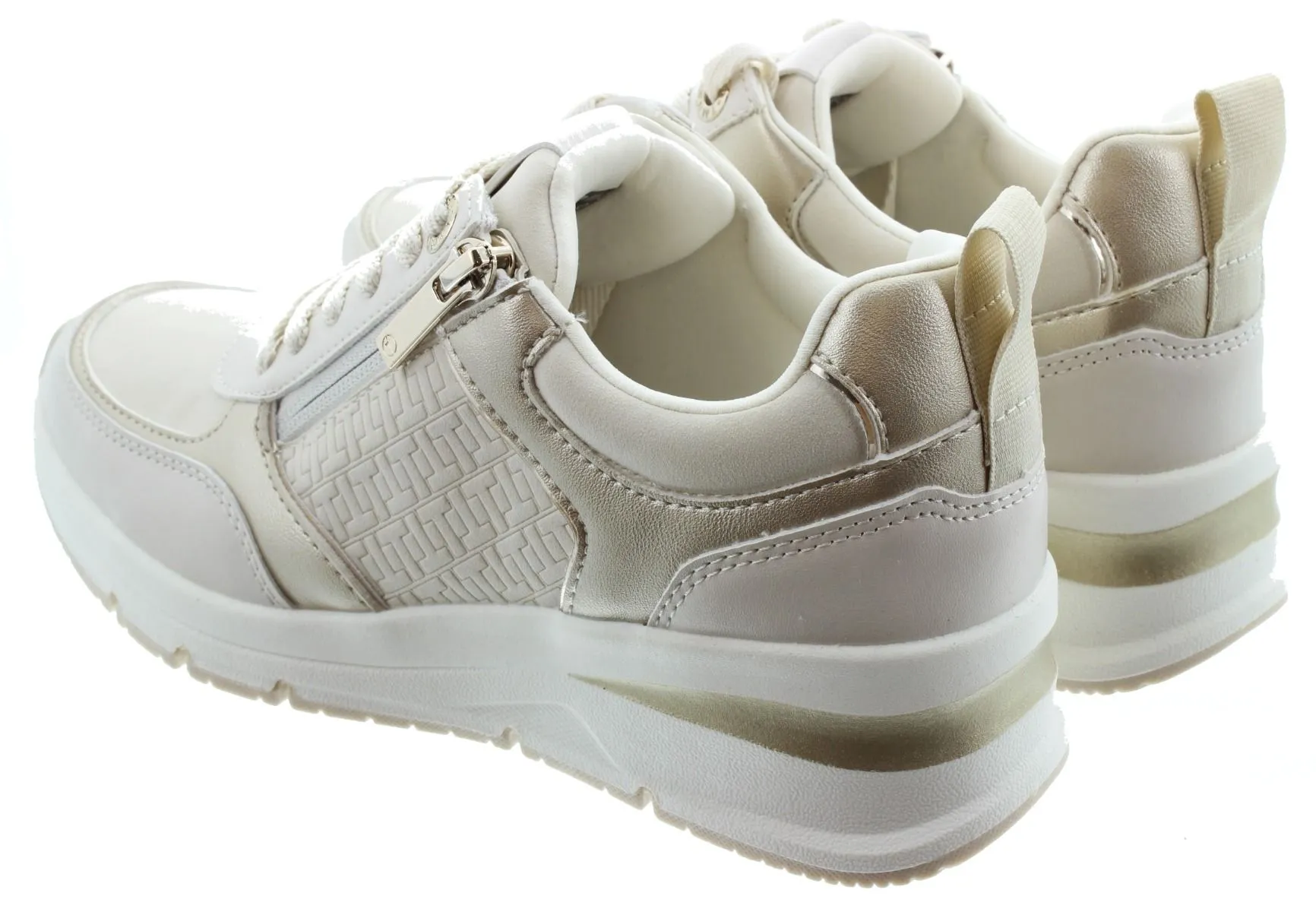 TAMARIS Ladies 23721 Wedge Trainers In Ivory