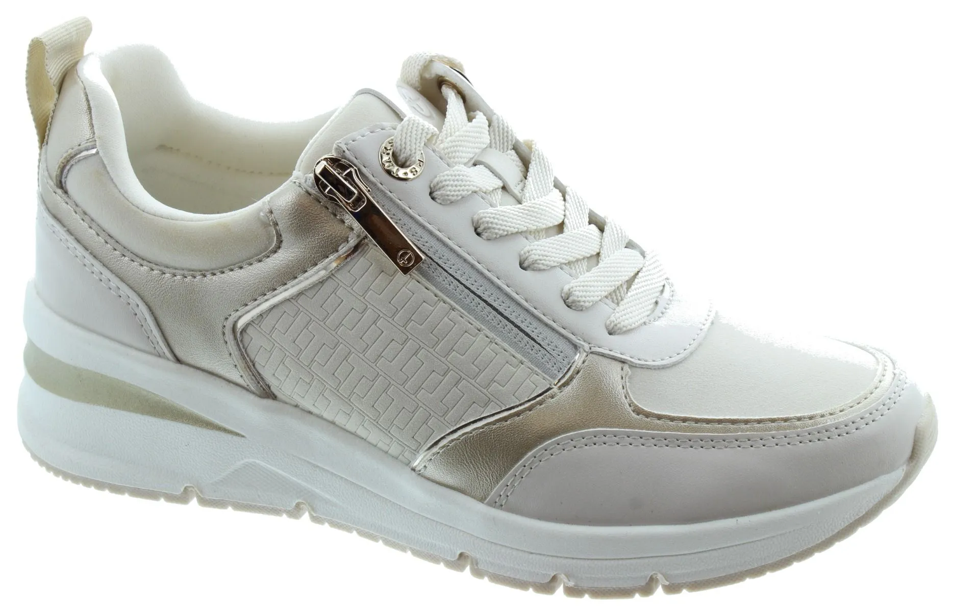 TAMARIS Ladies 23721 Wedge Trainers In Ivory
