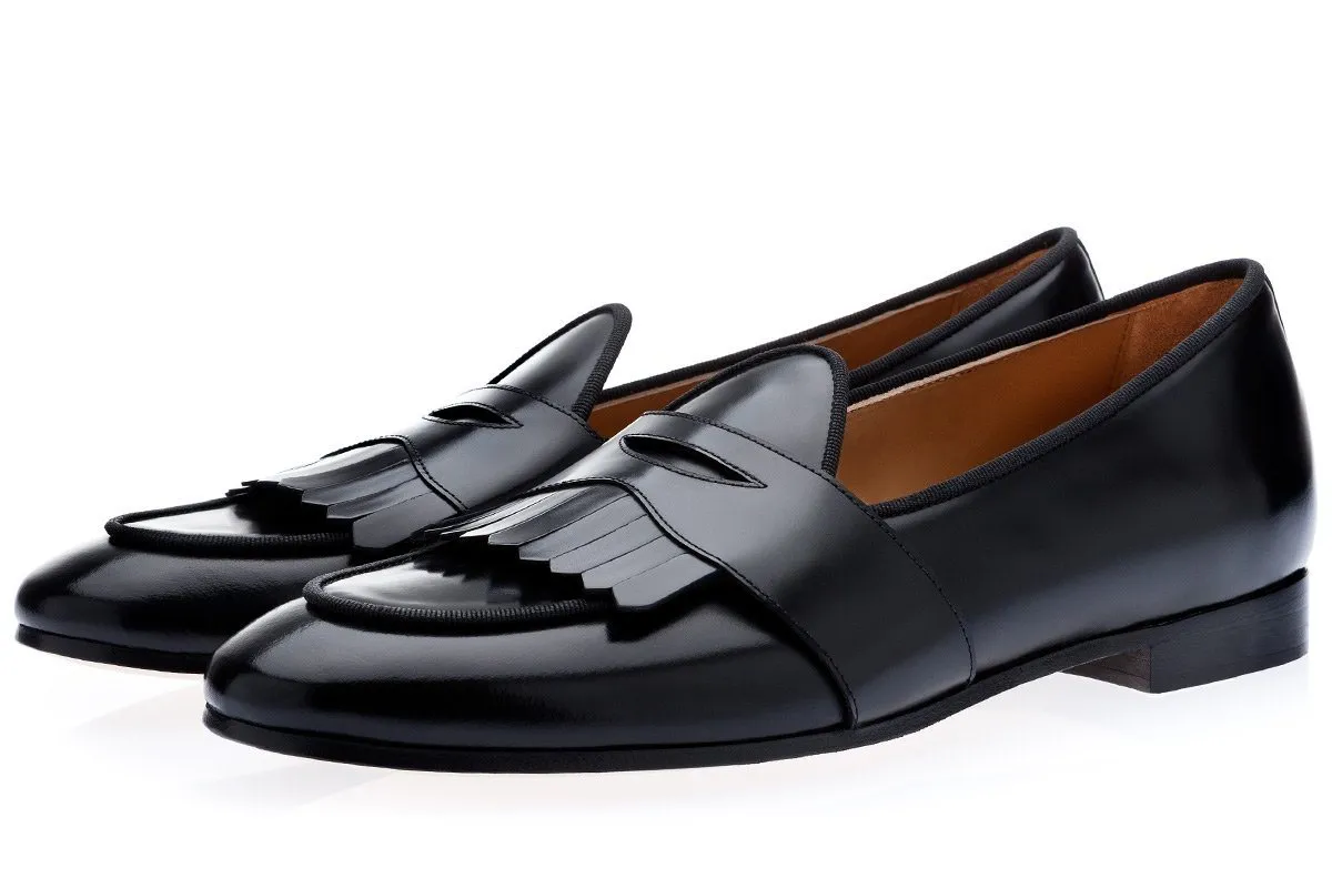 TANGERINE 10 CORDOVAN BLACK BELGIAN LOAFERS