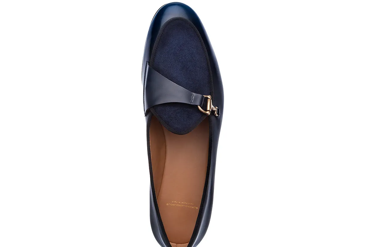 TANGERINE 12 CORDOVAN NAVY BELGIAN LOAFERS