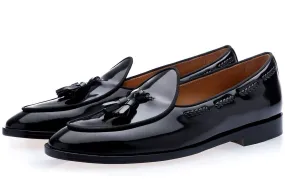 TANGERINE 8 BRUSHED BLACK BELGIAN LOAFERS