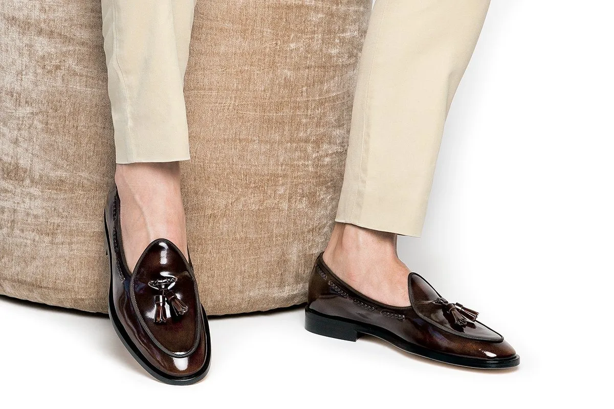 TANGERINE 8 BRUSHED COCOA BELGIAN LOAFERS