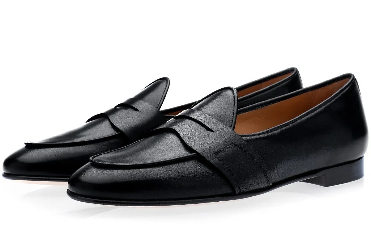 TANGERINE 9 TOLEDO BLACK BELGIAN LOAFERS