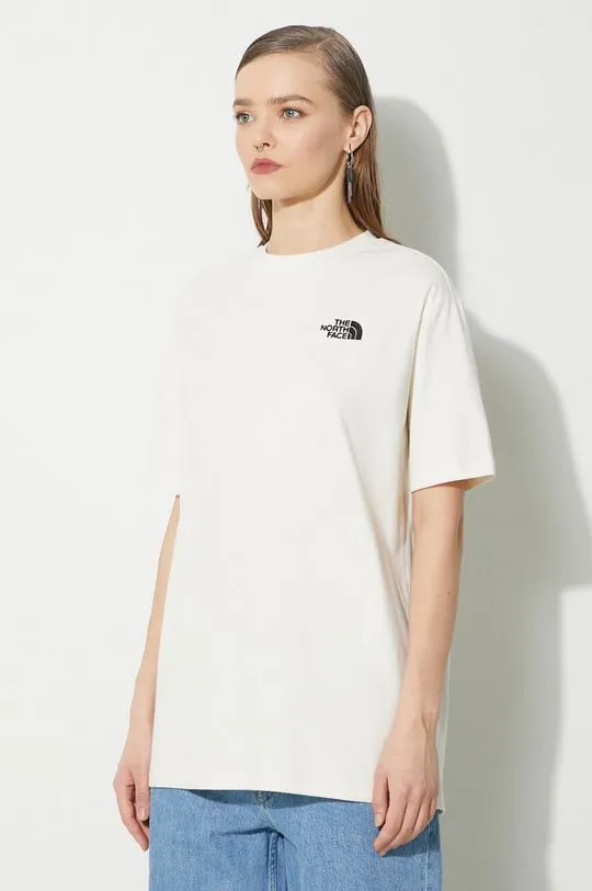 The North Face cotton t-shirt W S/S Essential Oversize Tee women’s beige color NF0A87NQQLI1