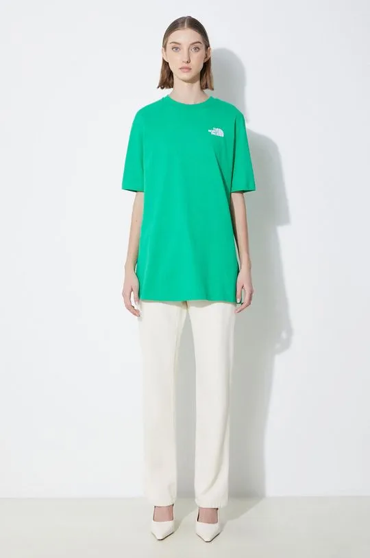 The North Face cotton t-shirt W S/S Essential Oversize Tee women’s green color NF0A87NQPO81