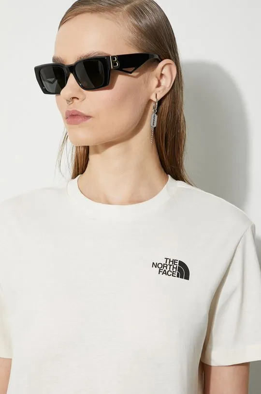 The North Face cotton t-shirt W S/S Relaxed Redbox Tee women’s beige color NF0A87NKQLI1
