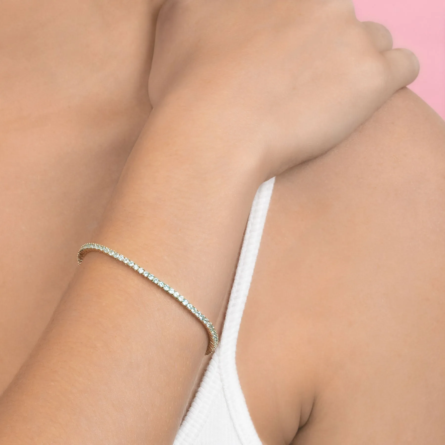 The Perfect Personalized Tennis Bracelet - Aquamarine / 14k Yellow Gold