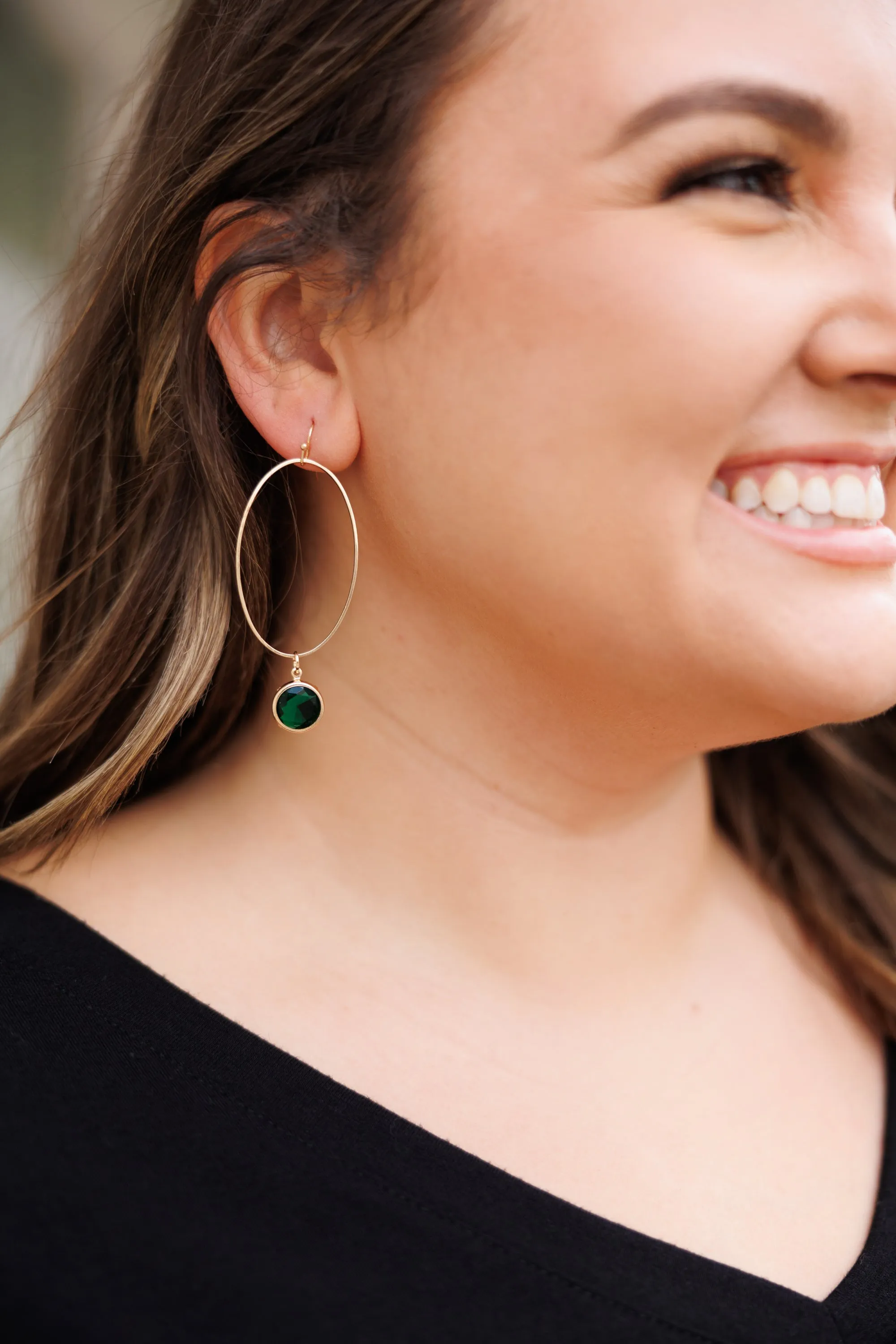 This Is The Time Gem Earrings, Green