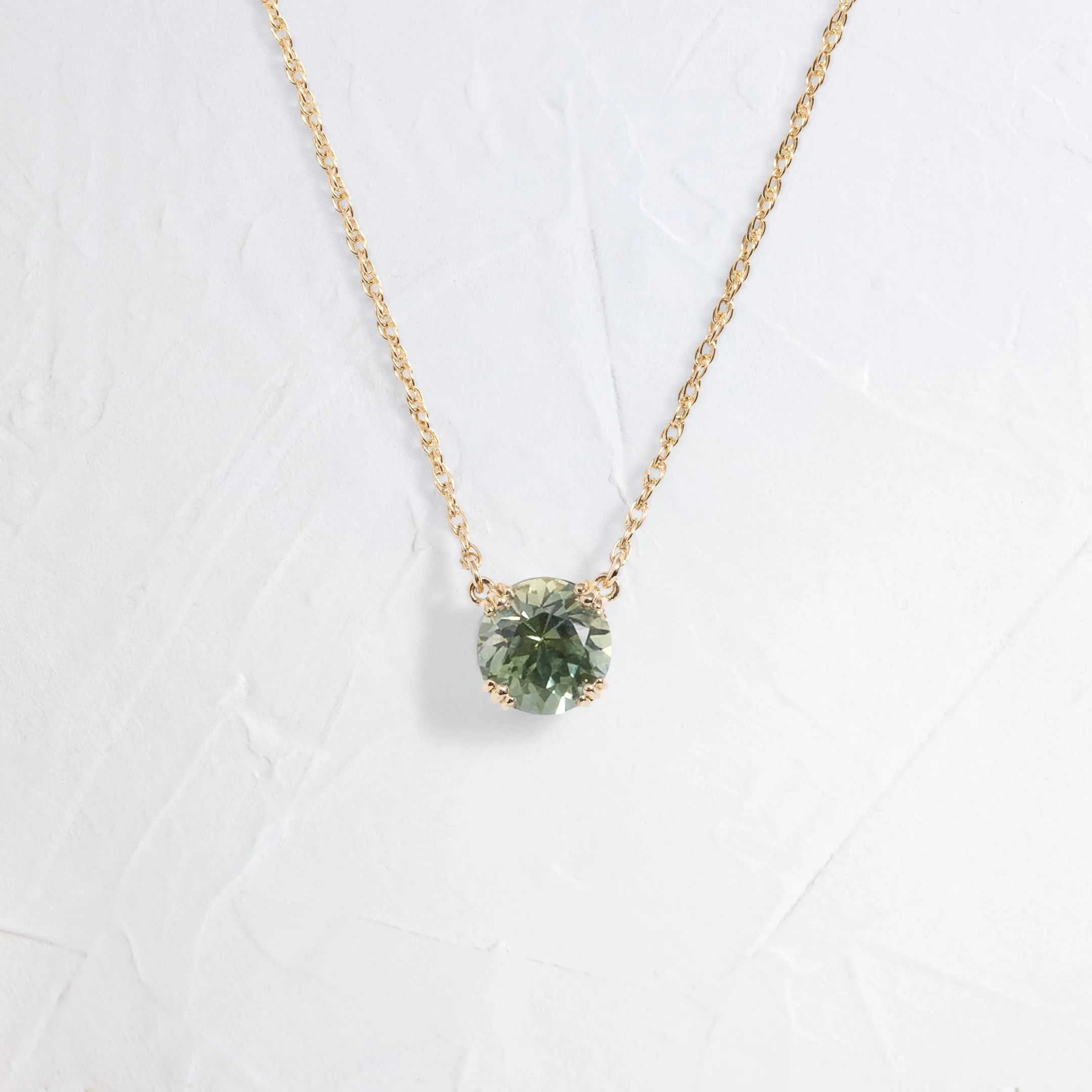 Threaded Necklace, 1.19ct. Blue-Green Sapphire - OOS