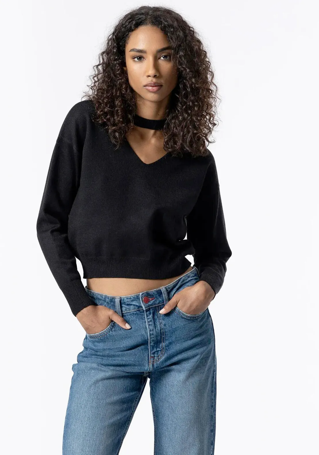 Tiffosi Cut Out Knit Sweater, Black