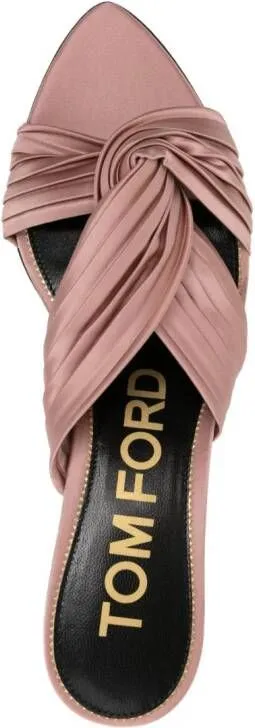 TOM FORD knot-detail 75mm pleated mules Pink