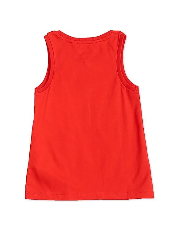 Tommy Hilfiger Kids Girls Red Sleeveless Brand Print Tank Top