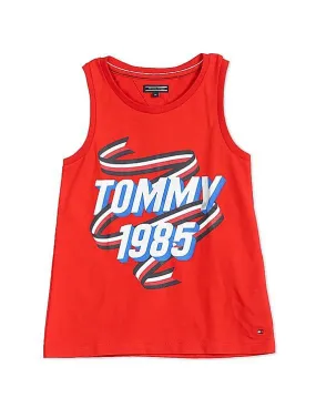 Tommy Hilfiger Kids Girls Red Sleeveless Brand Print Tank Top