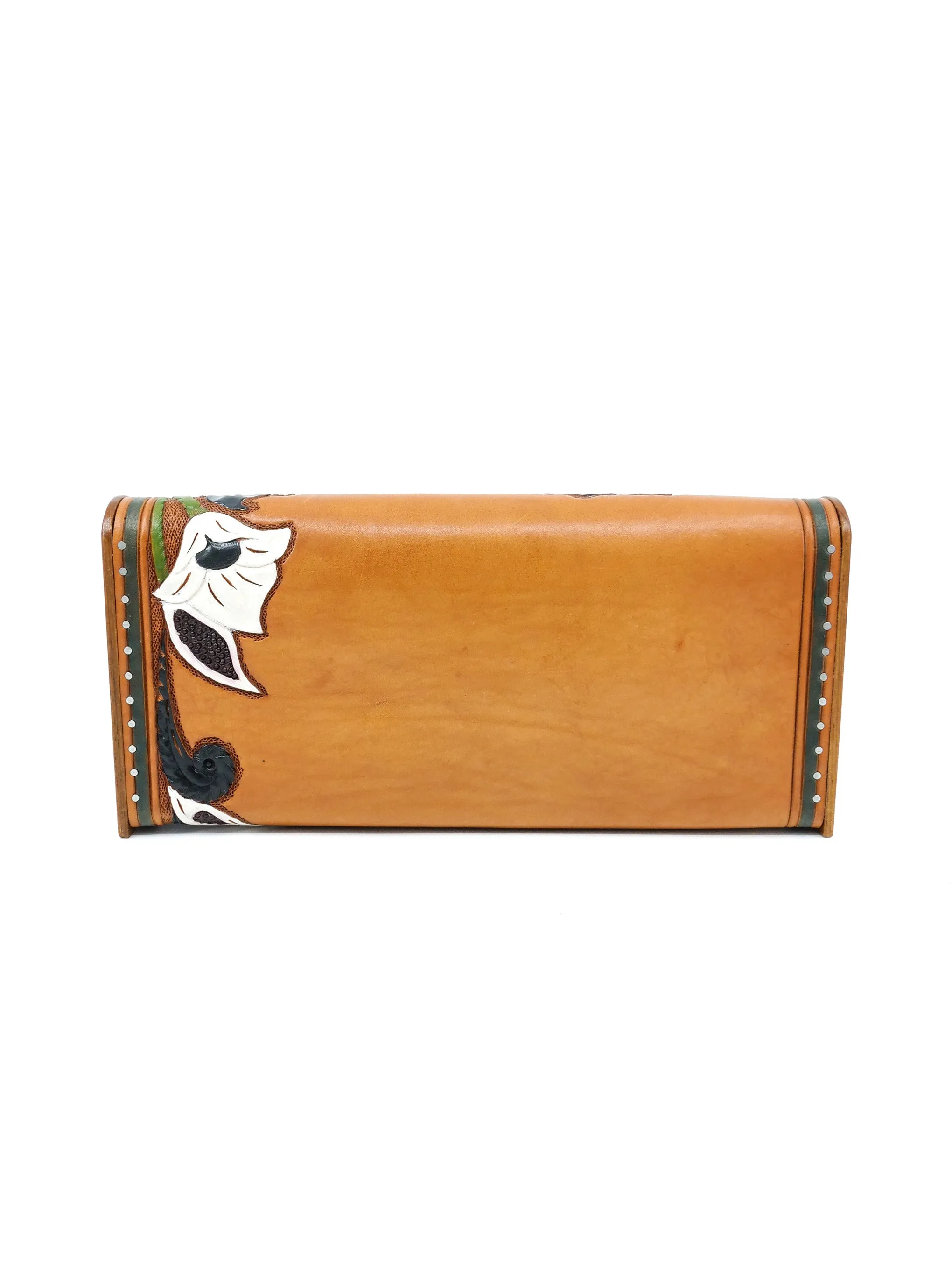 Tooled Leather Box Clutch