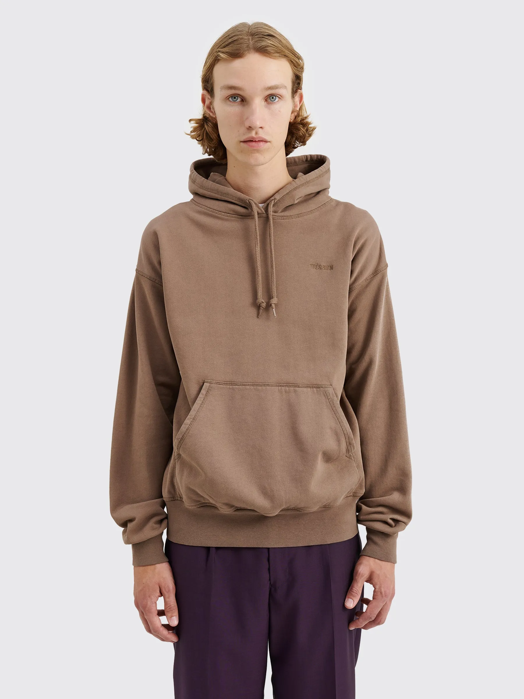 TRÈS BIEN everywear Garment Dye Hoodie Cotton Brown