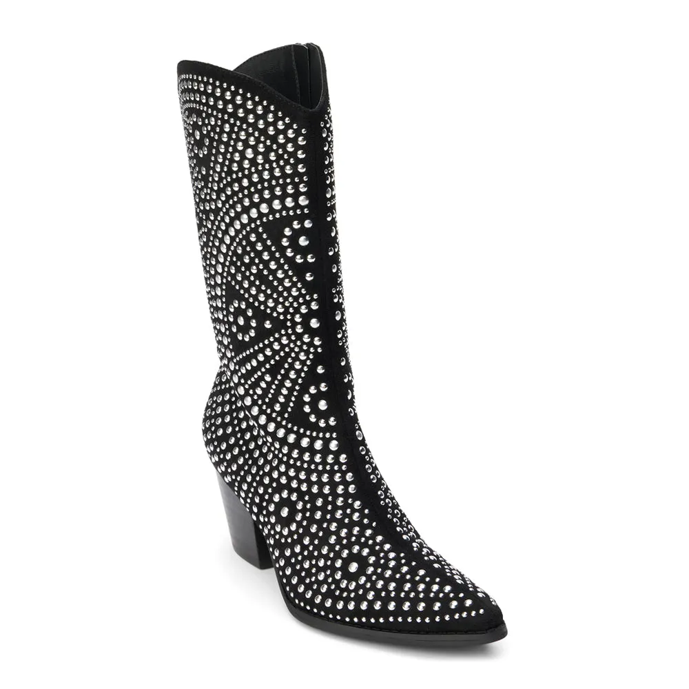 Twain Studded Pointed Toe Zippered Cowboy Boots