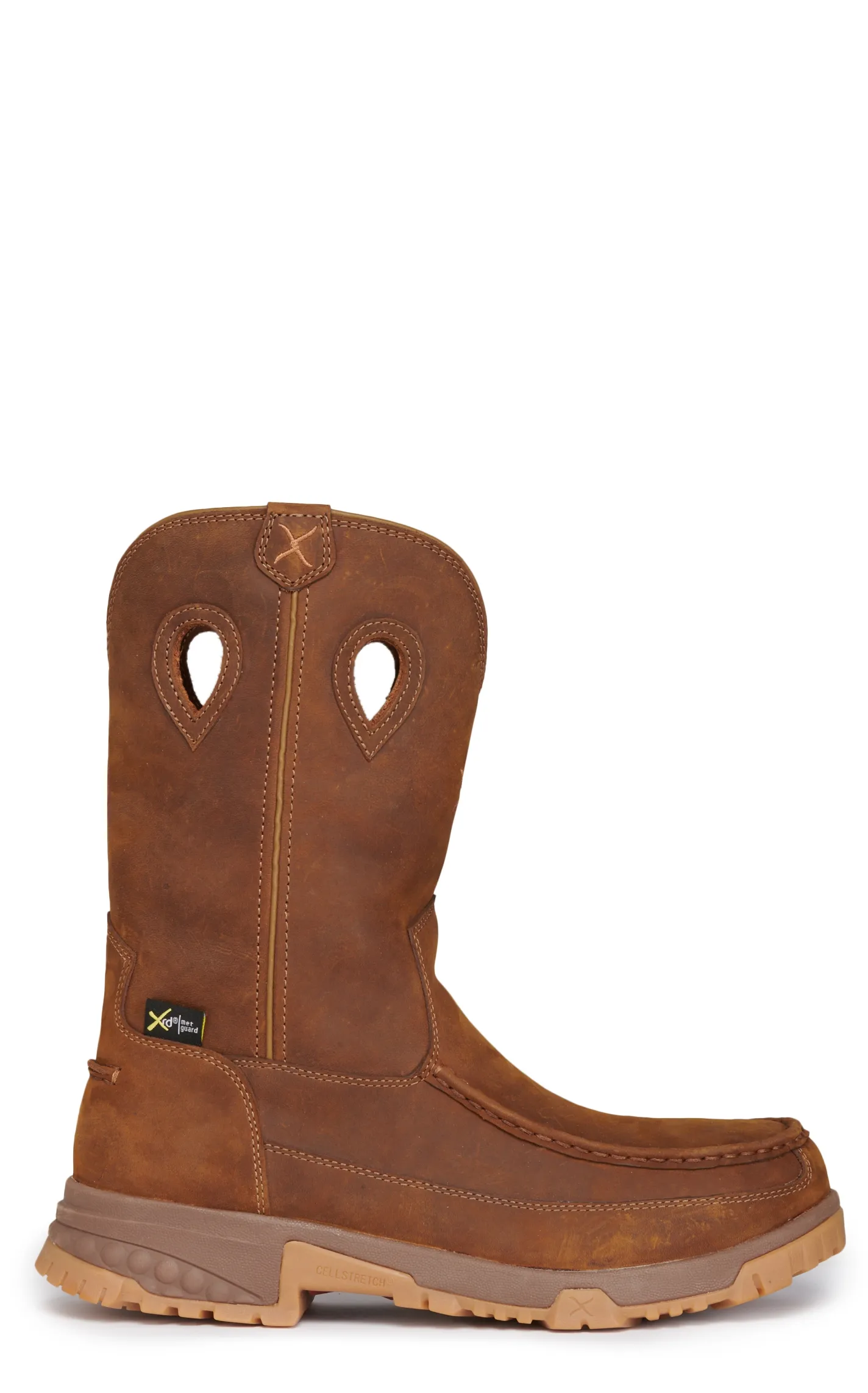 Twisted X Men's Distressed Saddle Brown CellStretch MetGuard Round Nano Composite Toe Work Boot