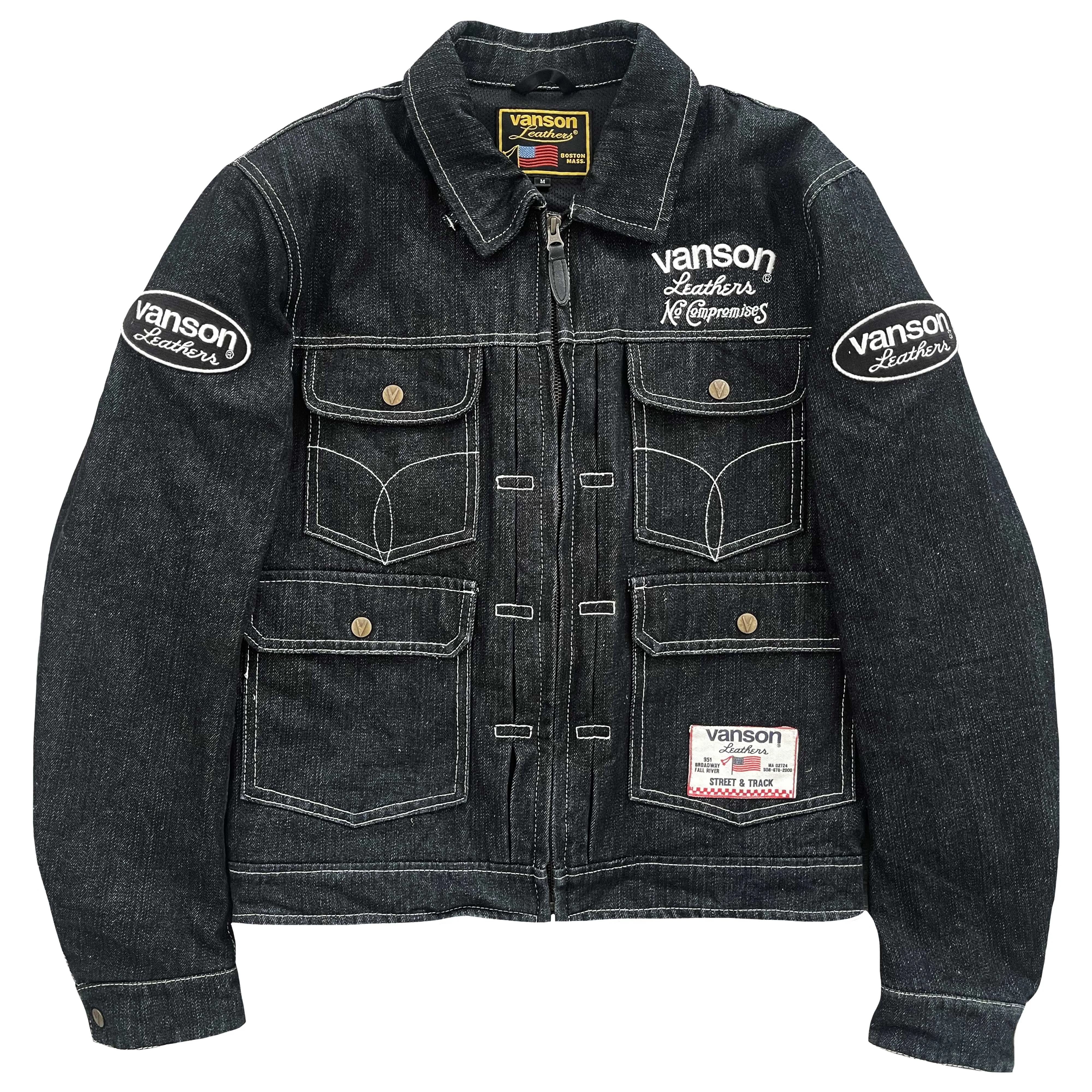 Vanson Leathers Denim Motorcycle Racer Jacket - M