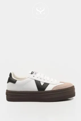 VICTORIA 1092172 WHITE LEATHER CHUNKY FLATFORM TRAINERS
