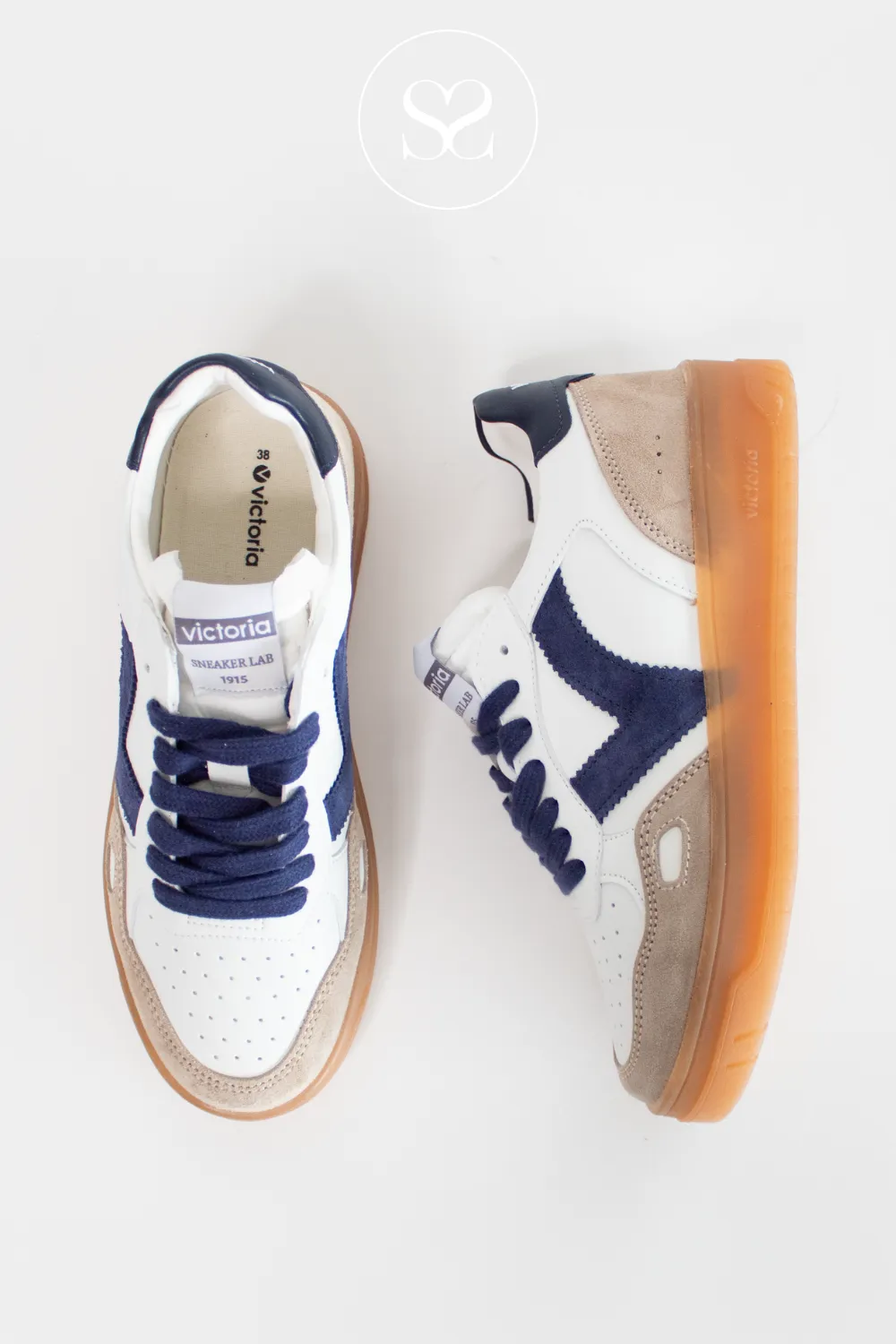 VICTORIA 1257125 BLUE/WHITE FLATFORM TRAINERS