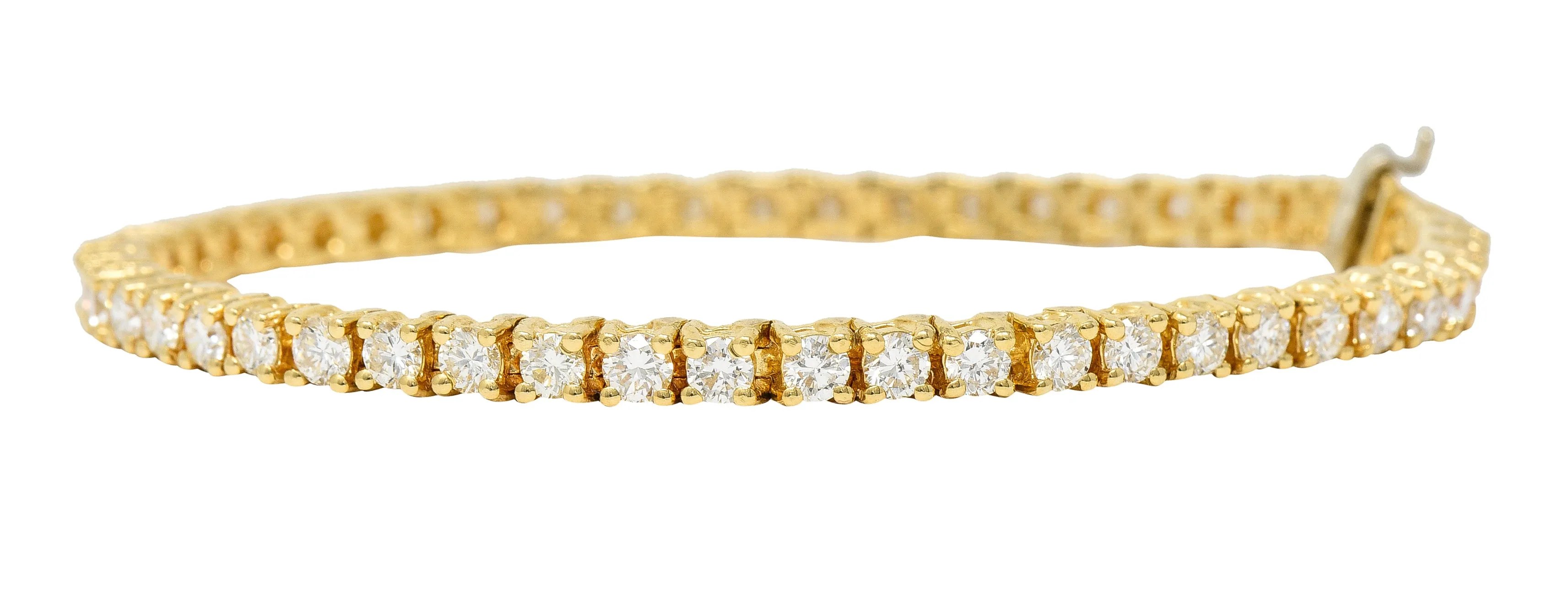 Vintage 5.00 CTW Diamond 14 Karat Yellow Gold Vintage Tennis Bracelet