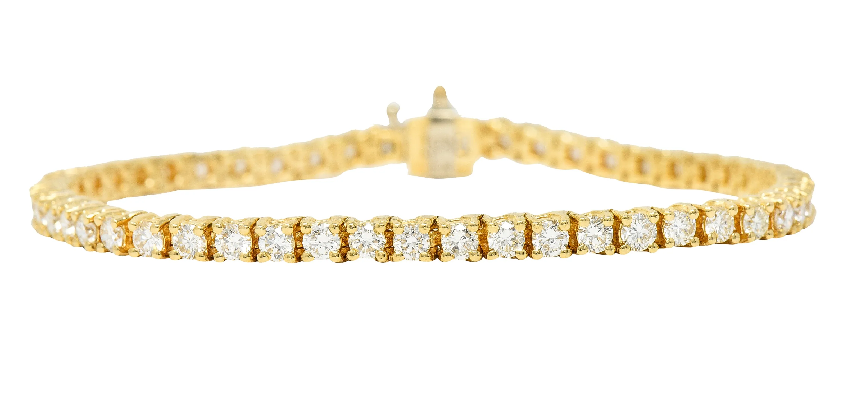 Vintage 5.00 CTW Diamond 14 Karat Yellow Gold Vintage Tennis Bracelet