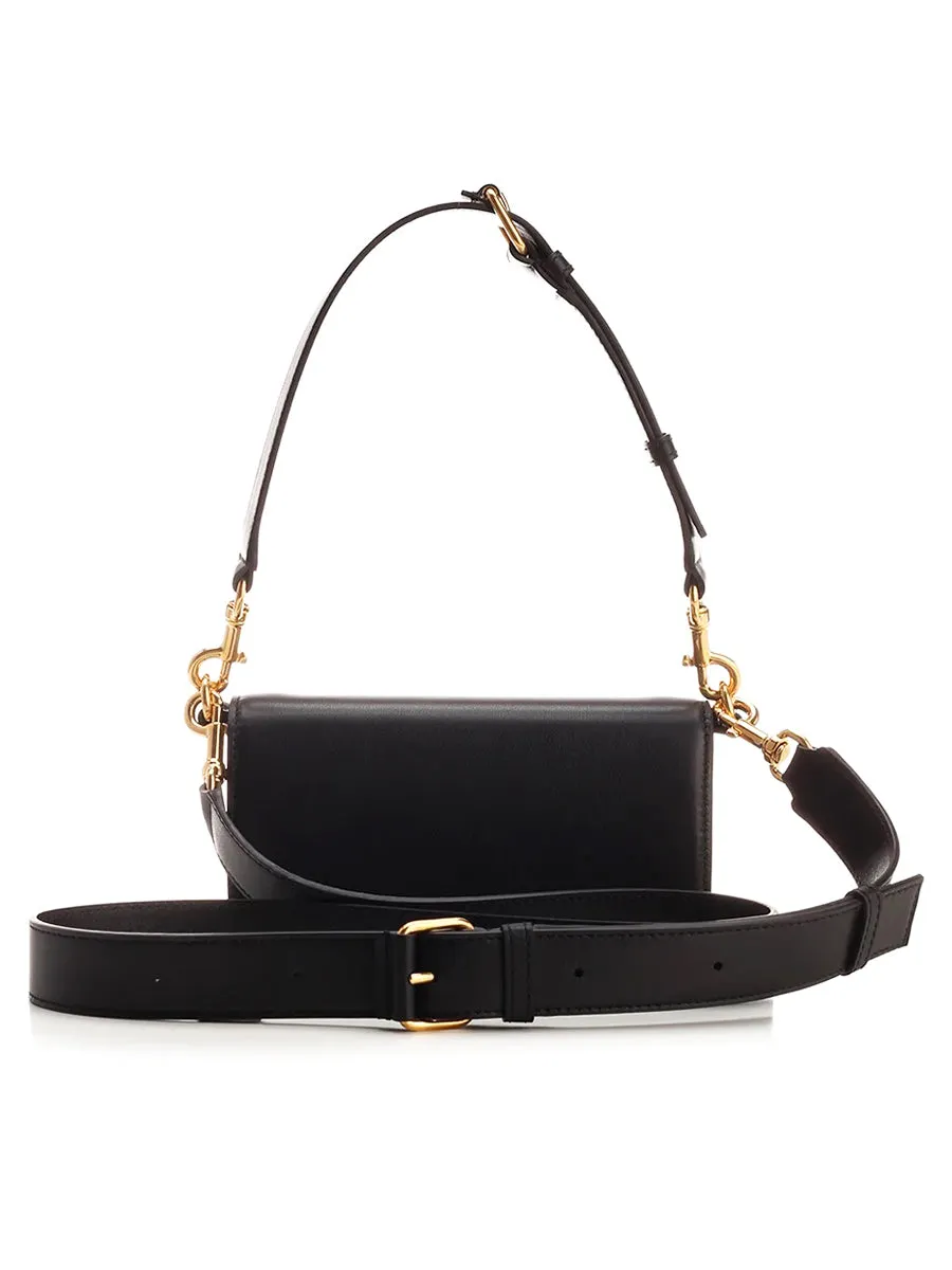 VLogo Signature Foldover Top Shoulder Bag in Black