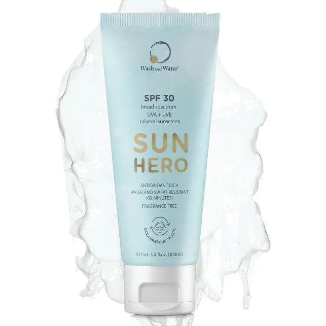 Wash With Water SUN HERO SPF 30 Mineral Sunscreen, Light Blue