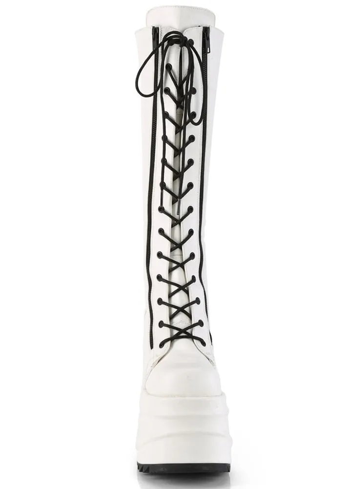 Wave 200 White Knee High Platform Boot
