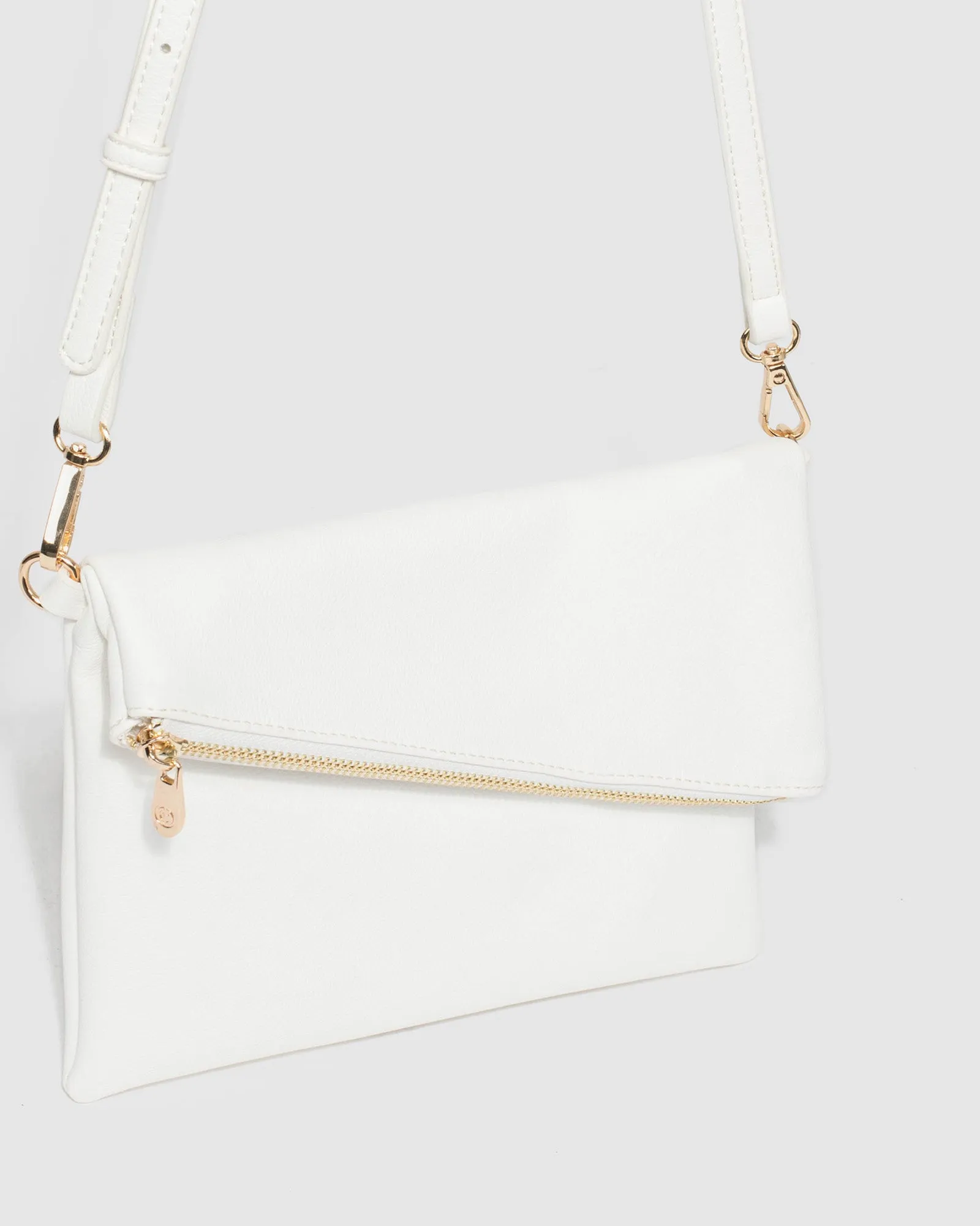 White Gabi Foldover Clutch Bag