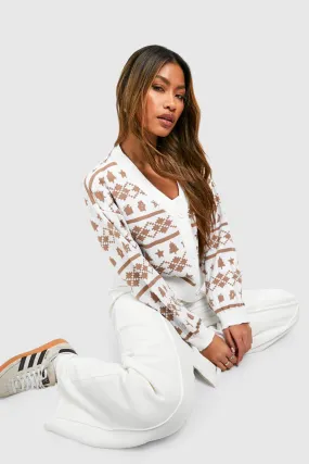 Wide Sleeve Fairisle Christmas Crop Cardigan
