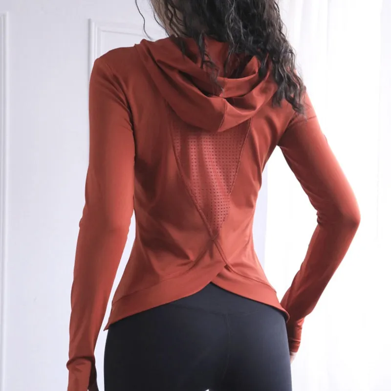 Women Mesh Back Sports Hoodie